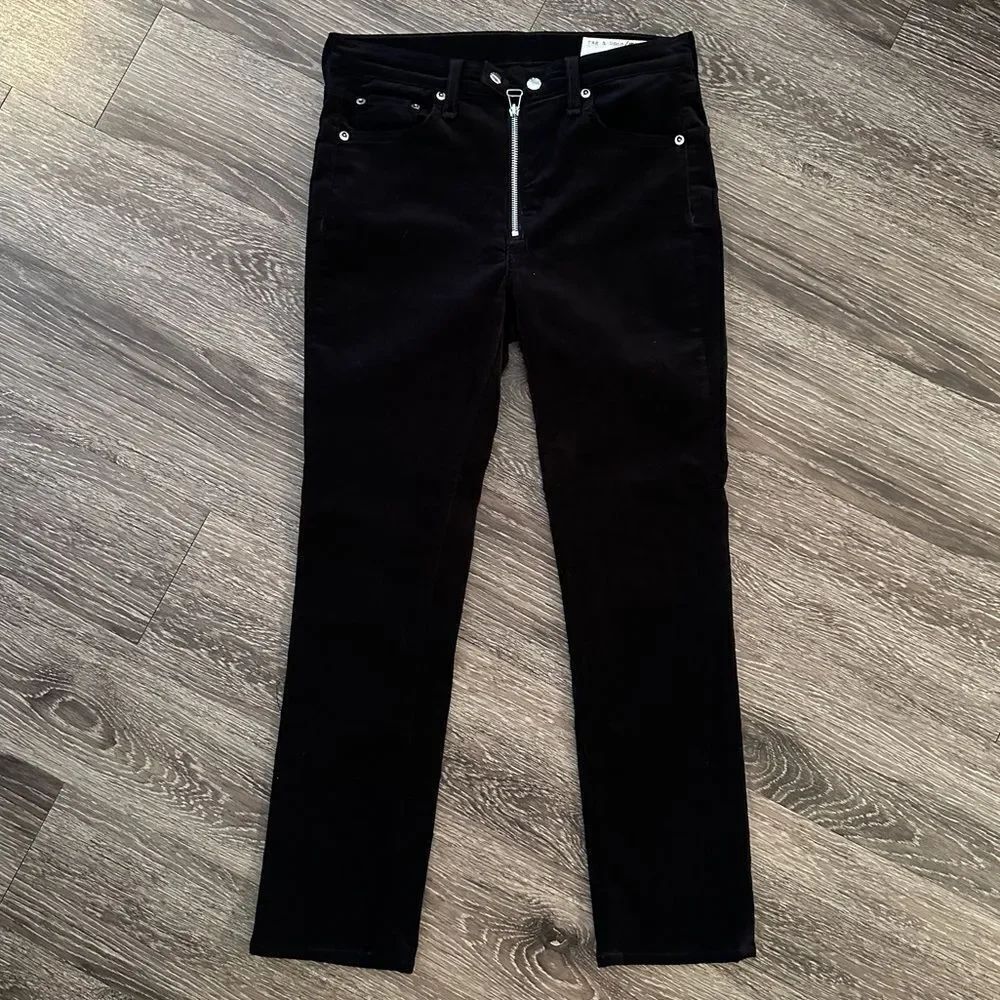 Rag & Bone Dojo Velvet Cropped Jeans In Black